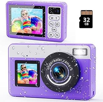 Underwater Digital Camera - MaxMango 10 FT Waterproof Floating Camera with 32GB Card, Dual Screen Selfie Camera for Snorkeling, Swimming, Skiing, 18X Autofocus Compact Point and Shoot Digital