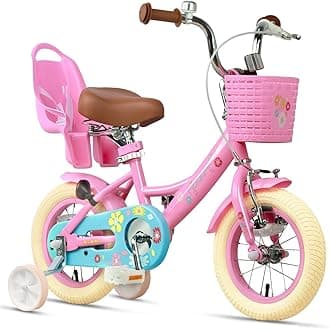 Glerc Maggie Girls Bike, 12-20 Inch Kids Bike for 2-13 Years Old Children, Princess Style Kids Bicycle with Doll-Seat & Basket & Training Wheels, Multiple Colors