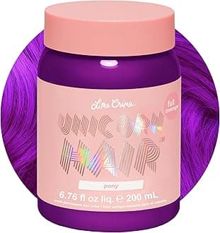 Lime Crime Full Coverage Unicorn Hair Dye, Pony (Violet Purple) - Damage-Free Semi-Permanent Hair Color Conditions & Moisturizes - Temporary Hair Tint Kit Has A Sugary Citrus Vanilla Scent - Vegan