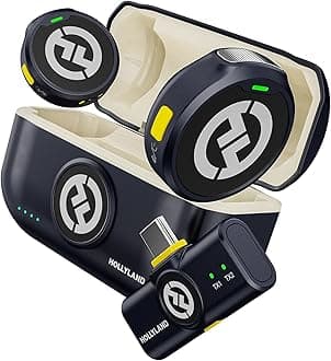 Hollyland Lark M2 Wireless Microphone-Pin Microphone USB Type-C Lightweight 9g Noise Cancelling 48kHz/24Bit 300m Transmission Distance for iPhone/Android/PC for Vlog Shooting (Black)