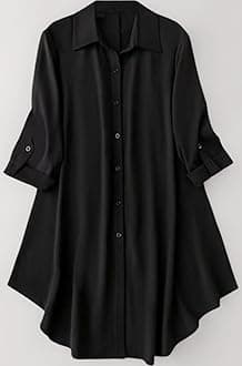 Leriya Fashion Women's Shirt Dress | Knee Length Dresses | Loose Fit | Button-Down | 3/4 Sleeve | Vacation Outfit