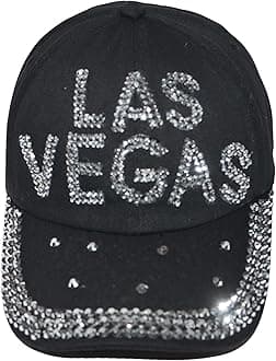 PopfizzyBling Hat for Women and Girls, Fun Rhinestone Baseball Cap, Bejeweled Distressed Denim Hat, Bling Gifts for Women