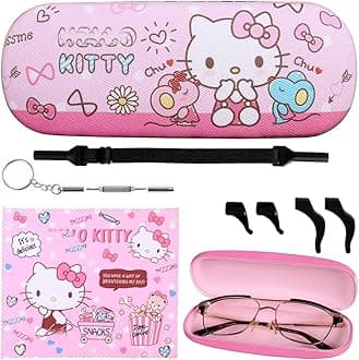 Cute Stylish Hard Shell Eyeglasses Cases Protective Case Storage Box With Glasses Cloth Eyeglass Strap for Girl Teen