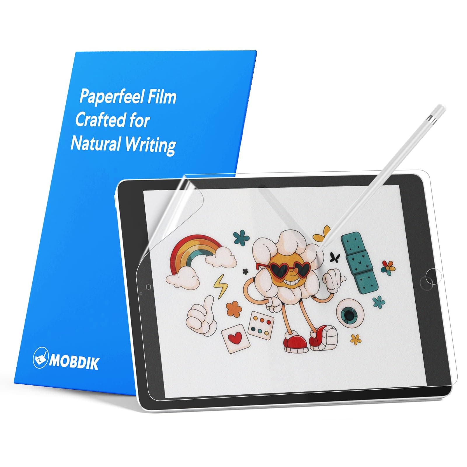 MOBDIK 2 Pack Paperfeel Screen Protector Compatible with iPad 9/8/7 (10.2 Inch, 2021/2020/2019, 9th/8th/7th Generation), Crafted for Natural Writing, Anti Glare with Easy Installation Kit