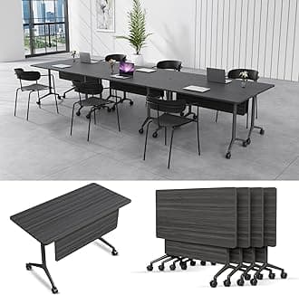 6-8 Person Conference Table Folding Conference Table for Office、Training, Seminar,Schools Modern Wood Conference Meeting Room Table Large Rectangular Conference Room Tables (6, Grey-2, 47in)
