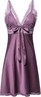 BellisMira Sexy Slip Satin Nightwear Lace Cami Padded/Unpadded Flower Pajamas V-Neck Sleepwear Floral Silk Nighty for Women