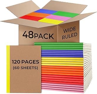 48 Pack A5 Kraft Notebook, 120 Pages(60 Sheets) Thick Notebook, Long Lasting, Wide Ruled, 8 x 5.7 Kraft Notebook, Bulk Composition Notebook, Bulk Kraft Travel Journals, Notebook for School
