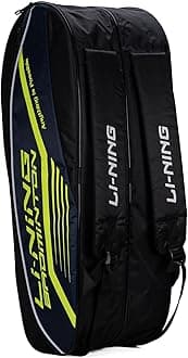 - Li-Ning Hot Shot Triple Zipper Polyester Badminton Kit Bag (Black/DK Barney) | Easy - Access Compartments | Spacious | Unisex - Men, Boys, Girls, Women
