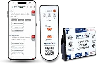 Amonics® Smart Cooler Remote Control Kit For Air Cooler Control with App, IR Remote & Alexa/Google Home - Retrofit Design, Only Supported 3-Pole (4-Wire) Fan Motor, Fan Speed, Swing & Humidity Control