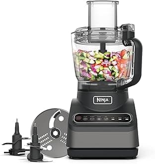 Ninja Food Processor with 4 Automatic Programs Chop, Puree, Slice, Mix, and 3 Manual Speeds, 2.1L Bowl, Chopping, Slicing & Dough Blades, 850W, Dishwasher Safe Parts, Black BN650UK