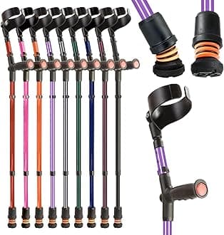 Flexyfoot Shock Absorbing Soft Grip Double Adjustable Crutch - Single - Lilac - Improve Safety, Improve Grip, Reduce Shocks & Jarring