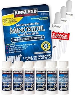 Hair Regrowth Treatment 5% Extra Strength for Men, 2 fl oz (6 Months Supply with 3 Droppers)