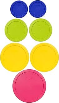 Pyrex Food Storage Plastic Replacement Lid Set (Cobalt Blue, Green Edamame, Yellow, Pink)