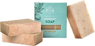 Handmade Vegan Natural Bar Soap Cold Pressed For Face And Body, With Premium Essential Oils, For Men And Women 3 Pack (Coconut)