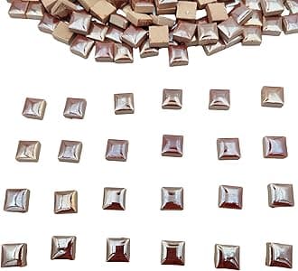 500g/1.1lb Random Color Irregular Ceramics Mosaic Tiles,DIY Making Creative Ceramic Mosaic Tiles for DIY Craft Plates Flowerpots Vases Cups Mosaic Making Supplies (0.47“ Square Pearl Brown)