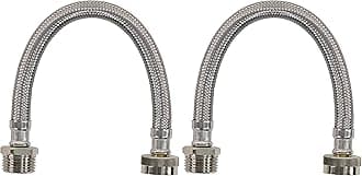Certified Appliance Accessories WI12SSFM Braided Stainless Steel Water-Inlet Hose, 1ft (Pack of 2)