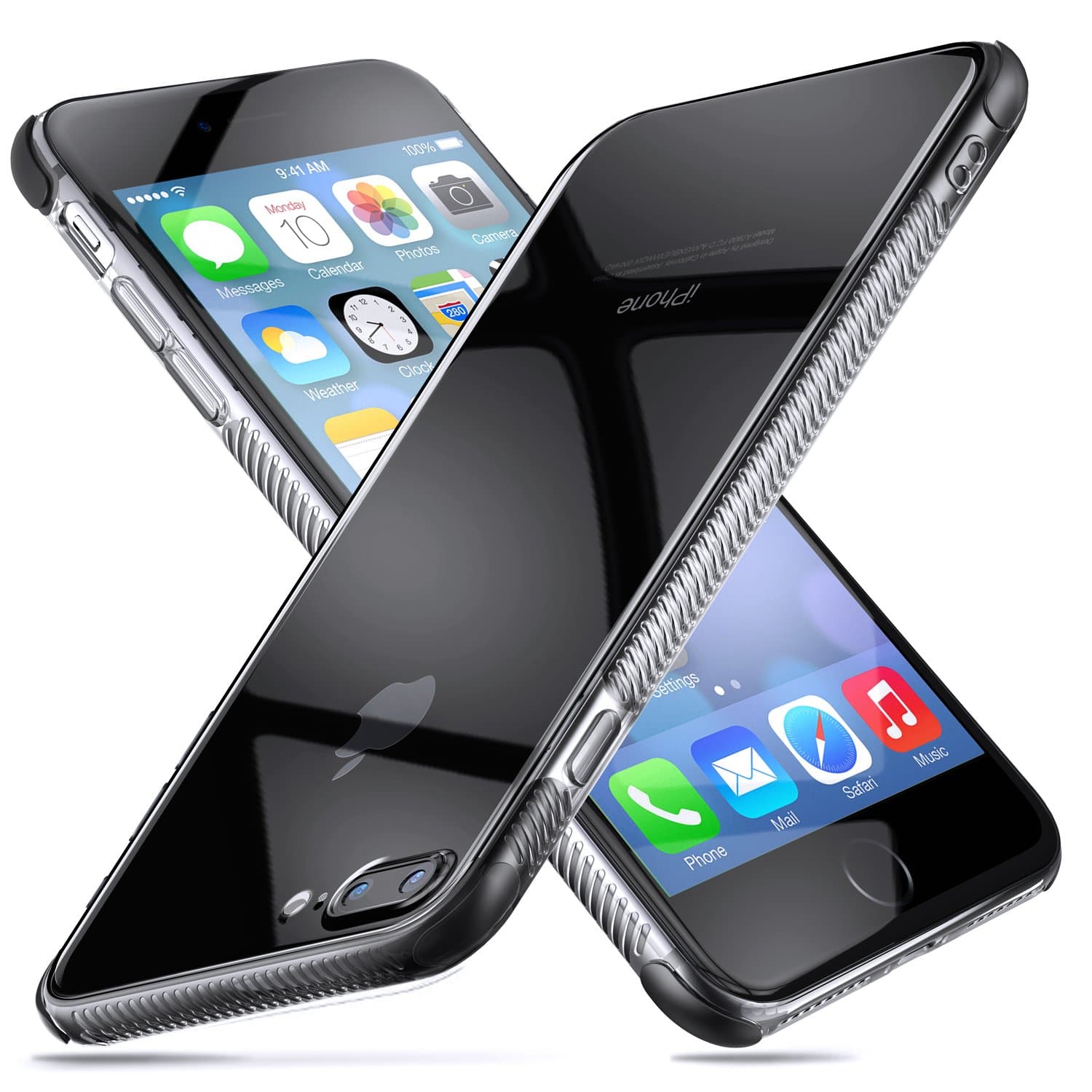 Guchoi Compatible iPhone 6 Plus Case & iPhone 6s Plus Case, Full Corners Protection Flexible TPU Anti-Slip Shockproof Protective Case - Clear/Black