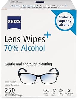 Pre-Moistened Lens Cleaning Wipes with 70% Alcohol, 250 Count