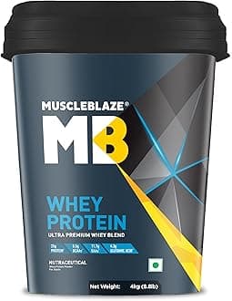 MuscleBlaze 100% Whey Protein, Ultra Premium Blend with Whey Protein Concentrate & Whey Protein Isolate, 25 g Protein per Scoop (Rich Milk Chocolate, 4 kg / 8.8 lb)