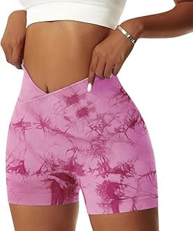 Vertvie Women's Workout Gym Shorts Booty V Cross Spandex Yoga Biker Shorts Scrunch Butt High Waisted Athletic Leggings