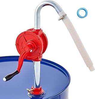 VEVOR Drum Pump, 5 GPM Flow, Rotary Barrel Pump Hand Crank, Fits 5 to 55 Gallon Drums with 3-Section Suction Tube Assembly and Hose, Designed to Transfer Fuel, Engine Oil, Diesel, Kerosene, Cast Iron