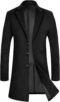 APTROMen's Luxury Full Length Trench Coat Long Wool Overcoat Winter Windbreaker