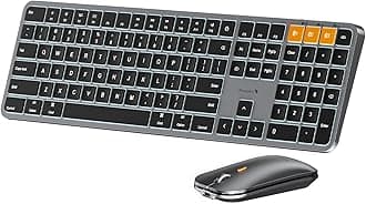 ProtoArc Backlit Bluetooth Keyboard and Mouse for Mac, KM100-A Full Size Wireless Keyboard Mouse for Mac, Multi-Device Rechargeable for MacBook Pro/Air, iPhone, iPad, Space Gray