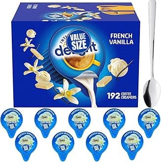 Generic French Vanilla Coffee Creamer Singles, 192 Creamer Singles Included Great for Offices, Restaurants, Coffee, Bar, Gift and Homes, Plus Spoon Perfect for Mixing
