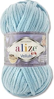 Wohnkult 100 g Alize Velluto Wool in 30 Selection (414 | Azure Blue)