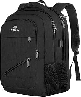 MATEIN 17 inch Travel Laptop Backpack, Water Resistant TSA Flight Approved Carry on Backpack with USB Port Black