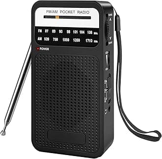 Portable Radio AM FM with Best Reception, Goodes Transistor Radio with Loud Speaker, 2AA Battery Operated, Headphone Jack for Indoor, Outdoor and Emergency Use-Black