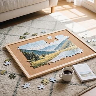 300Pcs Puzzle Frame with Wall Hook - Dual-Use Board for Tabletop Jigsaw & Art Display, Wooden Organizer Table for Adults & Home Decor(23.6"x15.7")
