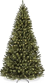 Artificial Christmas Tree, 7.5ft Premium Pre-Lit Realistic Spruce Holiday Décor w/Dense Branches, Metal Base - Green Spruce