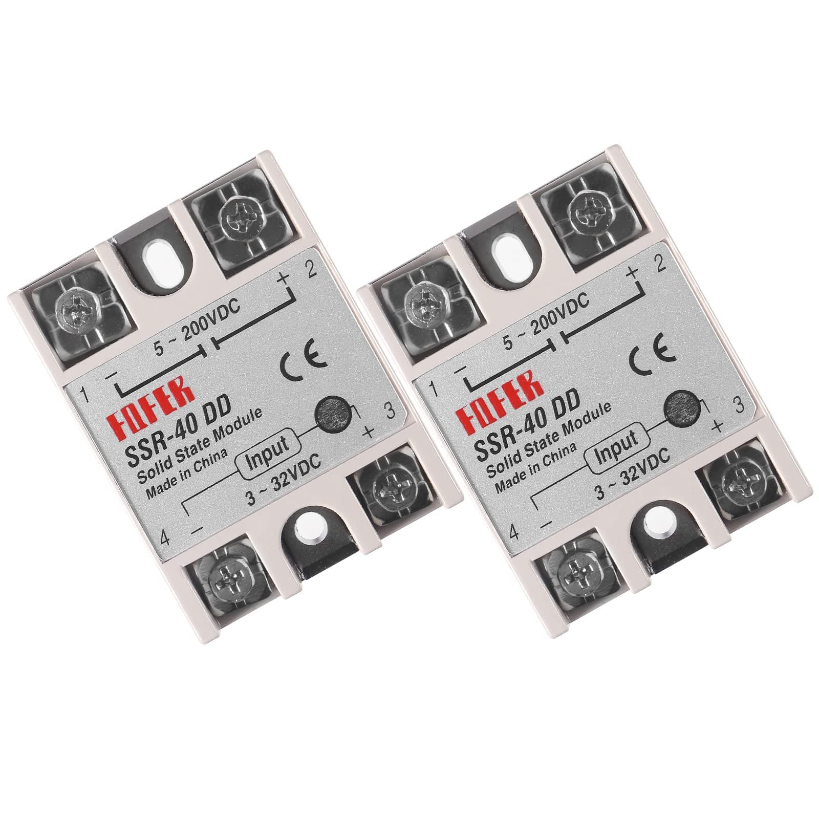 Alinan 2pcs SSR-40DD Solid State Relay DC to DC Input 3-32VDC Output 5-200VDC Single Phase Solid State Relay