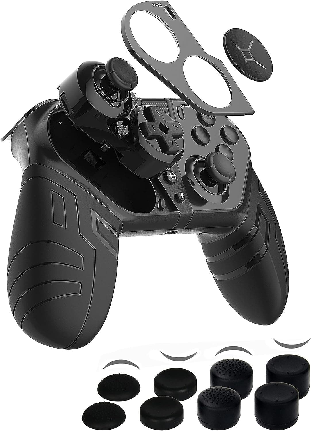 Wireless Game Set with 3 programmable Back Buttons and 1 Sensitivity Control Back Button (Black)