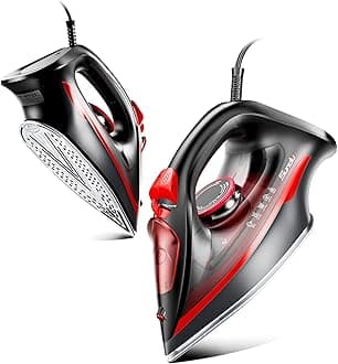 Sundu Small Iron for Clothes with Steam,Travel Iron Portable Non-Stick Soleplate Steamer for Quilting & Sewing,300 Microsteam Holes,90ml Water Tank,Lockable Safety Base (Yellow)