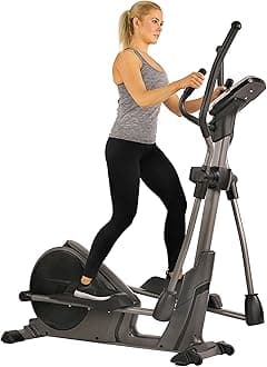 Sunny Health & Fitness Magnetic Elliptical Trainer Machine w/Device Holder, Programmable Monitor and Heart Rate Monitoring, 330 LB Max Weight - SF-E3912