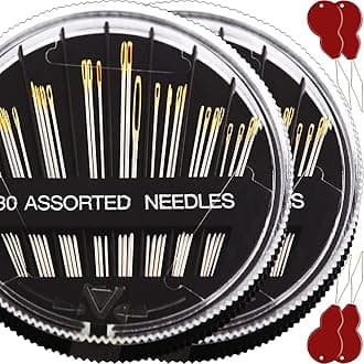 60 Pack, Premium Sewing Needles for Handsewing, Assorted Sizes, 6 Sizes Sewing Sharp Needles, 6 Pcs Big Eye Hand Sewing Needles, Sewing Needles Large Eye, Embroidery Needles for Hand Sewing