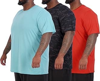 Real Essentials3 Pack: Men’s Big & Tall Tech Stretch Long-Sleeve & Short-Sleeve Dry-Fit T-Shirt (3XT-5XT)
