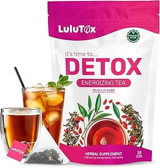 Detox Tea - Herbal Blend with Dandelion, Ginseng, and Ginger - Supports A Healthy Weight, Digestive Health - Vegan, All Natural, Laxative-Free - Peach Flavor (28 Servings)