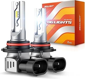 SEALIGHT 9006/HB4 Fog Light Bulbs or DRL, 12000LM 9006 Hb4 Fog Lamp Bulbs 6500K White Fog Lights or Daytime Running Light 1:1 Size Plug ang Play, Non-polarity, Interior Lighting, Pack of 2