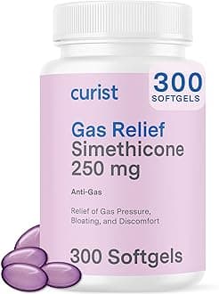 Curist Gas Relief Simethicone 250 Mg Softgels (300 Count) - Digestive Relief, Bloating & Anti Flatulence Pills For Adults Aids And Soft Gels)