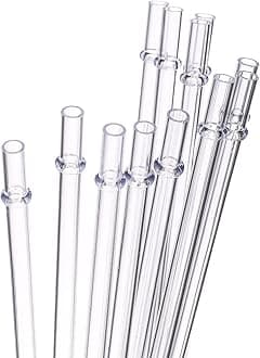 DAKOUFISH 11 Inch Clear Reusable Plastic Replacement Drinking Straws Extra Long for 24oz & 40oz Mason Jar Tumblers,Set of 12 Pcs Straws with Cleaning Brush (11inch,Clear)