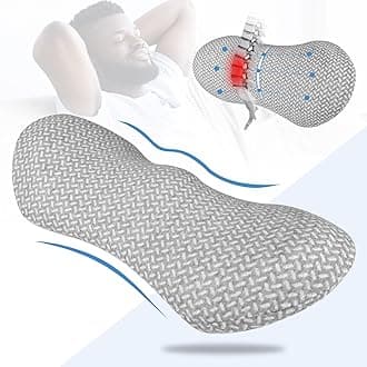 Lumbar Support Pillow - Memory Foam Lumbar Pillow for Low Back Pain Relief, Ergonomic Streamline Lumbar Pillow for Car Seat, Office Chair, Recliner and Bed, Light Grey