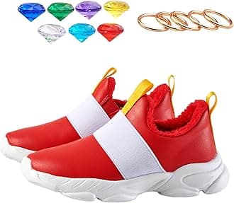 AkatcloudWinter Shoes for Boys Girls Kids Red Color Sneaker with Sonic Birthday Supplies Rings and Gems