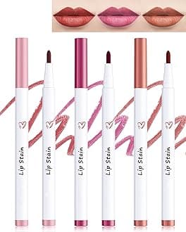 Lip Stain Makeup Pen-Hydrating Lip Tint Stain Lip Liner Tattoo Pencil,Matte Color Look,Longlasting Waterproof Lipstain Lipgloss,Precise Chisel Tip Smooth,Women's Day Makeup Gift for Women-02+04+05