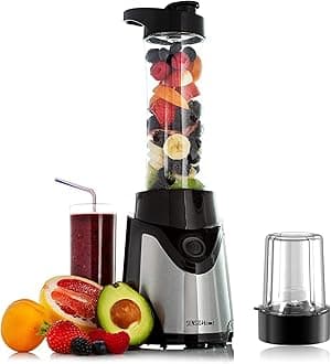 Sensio Home Personal Blender Smoothie Maker - Electric Blender and Grinder for Fruit, Vegetables, Protein Shakes – BPA Free 600ml Portable Sports Bottle, Grinder - 500W