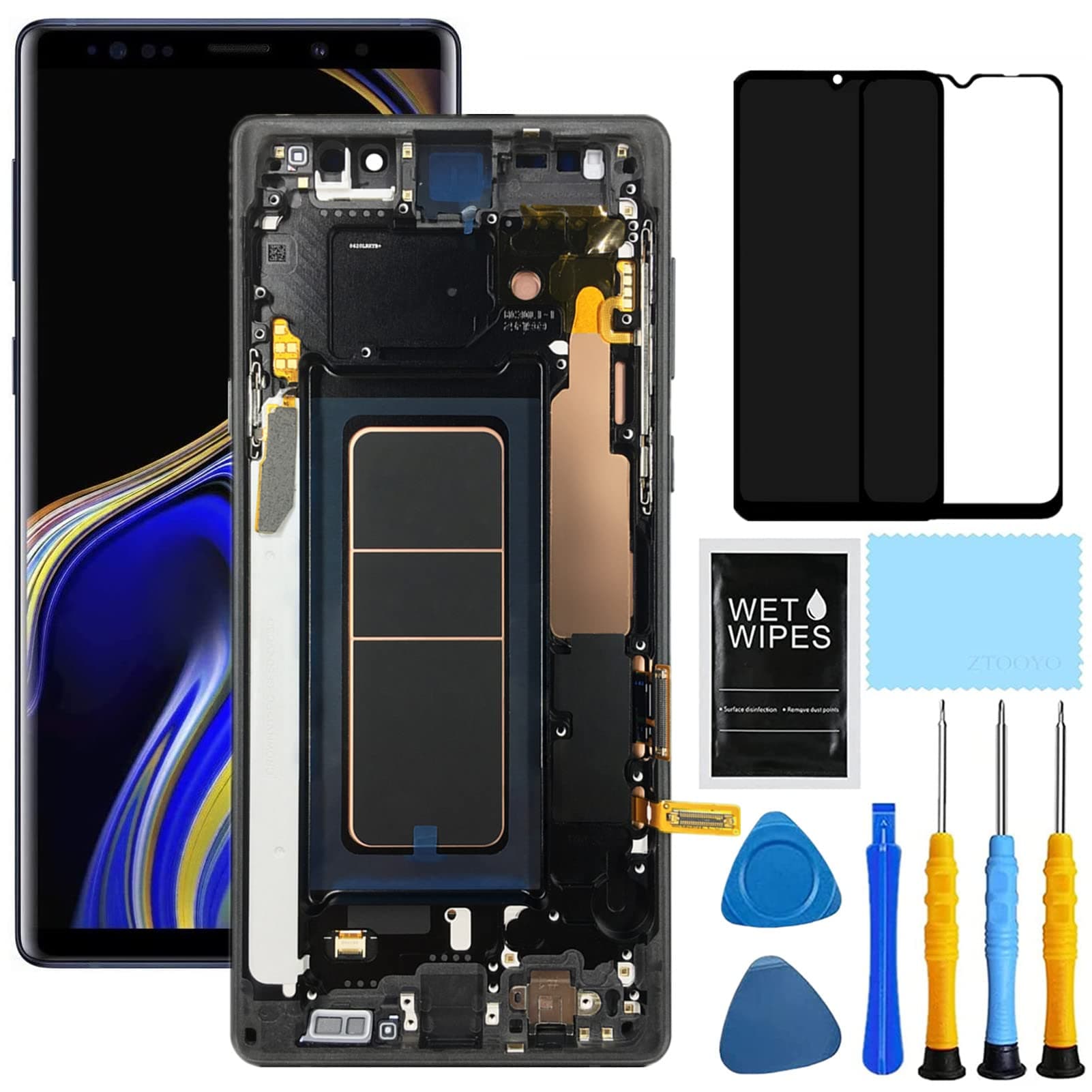 AMOLED for Samsung Galaxy Note 9 Screen Replacement with Frame for Samsung N960 Screen Replacement SM-N960u N960a N960w LCD Display digitizer Touch Screen Assembly with Repair Part Tools 6.4 inch