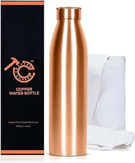 Pure Copper Water Bottle For Drinking 34 Oz Extra Large - Ayurvedic 100% Copper Vessel For Drinking, Yoga, Fitness, and Daily Hydration - Enjoy The Healthy Benefits (1000ml)