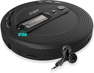 COBY Portable CD Player Earphone with FM Radio MP3 | Skip Protection Lightweight Shockproof Music Compact Disc Player | Portable Disc Man, Perfect for Home Car or Travel